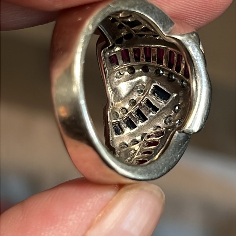 Twisted ruby, sapphire & diamond ring - Picture 8 of 13